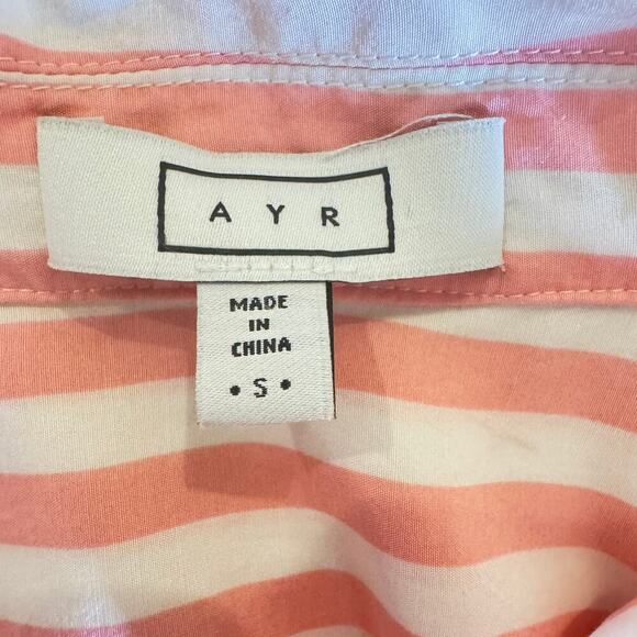 AYR The Pool Boy Shirt Pink & White Stripe Silk Blend Size Small - Picture 7 of 7